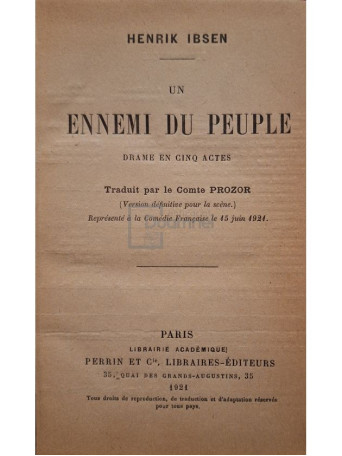 Henrik Ibsen - Un ennemi du peuple - 1921 - Cartonata