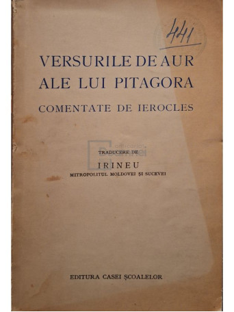 Ierocles - Versurile de aur ale lui Pitagora - 1940 - Brosata