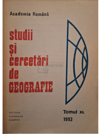 Victor Tufescu - Studii si cercetari de geografie, vol. 40 - 1993 - Brosata
