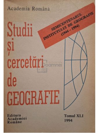 Victor Tufescu - Studii si cercetari de geografie, vol. 41 - 1994 - Brosata