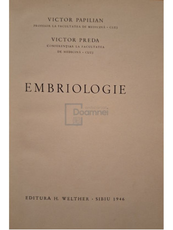 Victor Papilian - Embriologie - 1946 - Cartonata