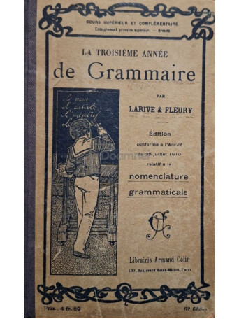 Larive & Fleury - La troisieme annee de grammaire - 1920 - Cartonata