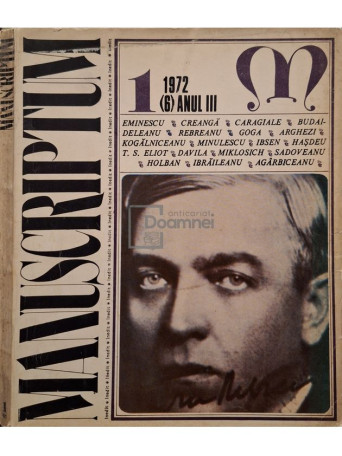 Al. Oprea - Manuscriptum 1/1972, (6) anul III - 1972 - Brosata