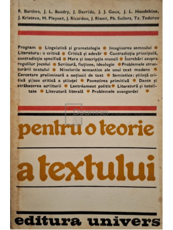 Adriana Babeti - Pentru o teorie a textului - 1980 - Brosata