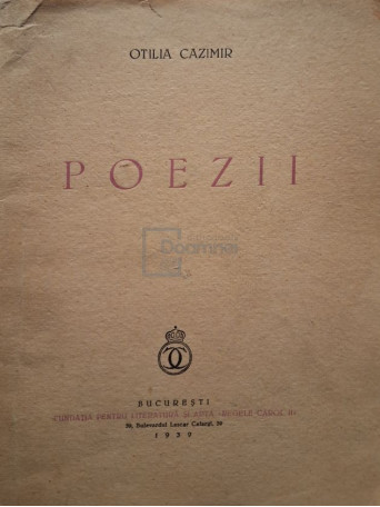 Otilia Cazimir - Poezii - 1939 - Brosata