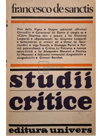 Francesco de Sanctis - Studii critice - 1982 - Brosata