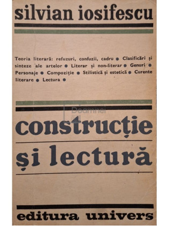Silvian Iosifescu - Constructie si lectura - 1970 - Brosata