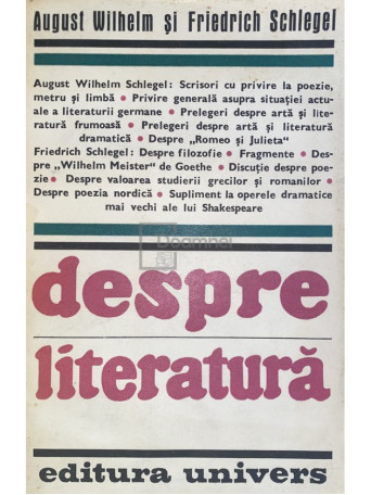 August Wilhelm - Despre literatura - 1983 - Brosata