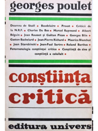 Georges Poulet - Constiinta critica - 1979 - Brosata