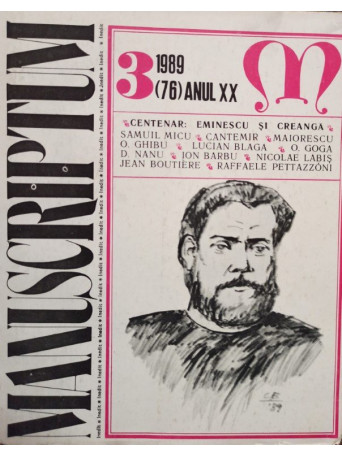 Manuscriptum - Manuscriptum, nr. 3/1989 (76) anul XX - 1989 - Brosata