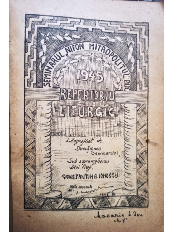 Constantin A. Ionescu - Seminarul Nifon Mitropolitul - Repertoriu liturgic 1945 - Brosata