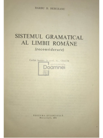 Sistemul gramatical al limbii romane (dedicatie)