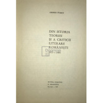 Din istoria teoriei si a criticii literare romanesti, vol. 1