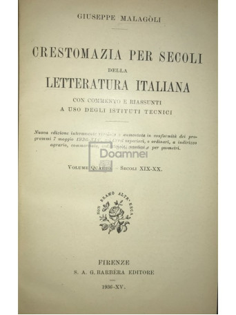 Crestomazia per secoli della letteratura italiana, vol. 4