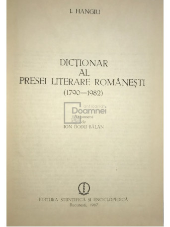 Dictionar al presei literare romanesti