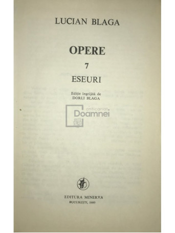 Lucian Blaga - Opere, vol. 7 - Eseuri - 1980 - Cartonata