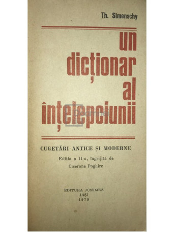 Th. Simenschy - Un dictionar al intelepciunii - 1979