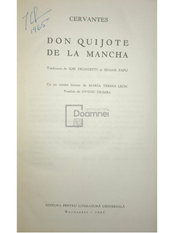 Miguel de Cervantes - Don Quijote de la Mancha - 1965 - Cartonata