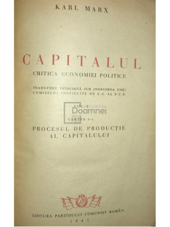 Capitalul, vol. 1 (ed. I)