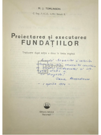 M. J. Tomlinson - Proiectarea si executarea fundatiilor - 1969 - Cartonata