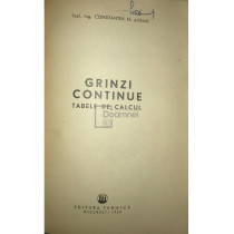Grinzi continue. Tabele de calcul