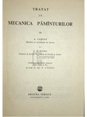 A. Caquot - Tratat de mecanica pamanturilor - 1968 - Cartonata