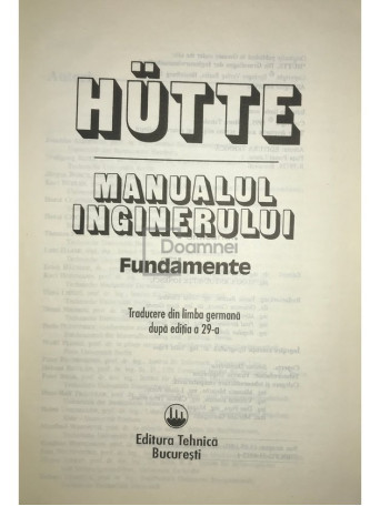 Hutte - Manualul inginerului. Fundamente - 1995 - Cartonata