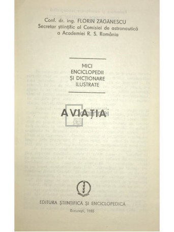 Florin Zaganescu - Aviatia - 1985 - Cartonata