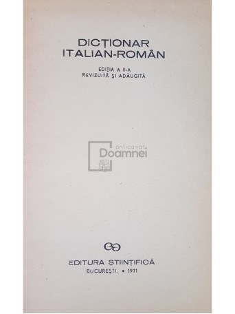 Nina Facon - Dictionar italian-roman - 1971 - Cartonata