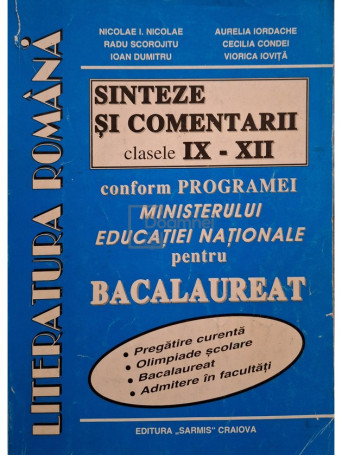 Literatura romana - Sinteze si comentarii clasele IX-XII