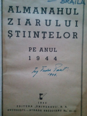 Alamanahul ziarului stiintelor pe anul 1944