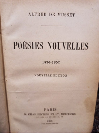 Poesies nouvelles 1836 - 1852, nouvelle edition
