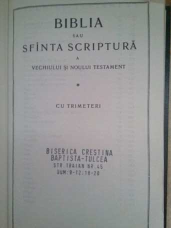 Biblia sau Sfanta Scriptura