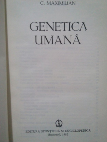 C. Maximilian - Genetica umana - 1982 - Cartonata
