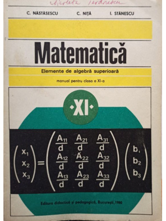 Matematica - Elemente de algebra superioara