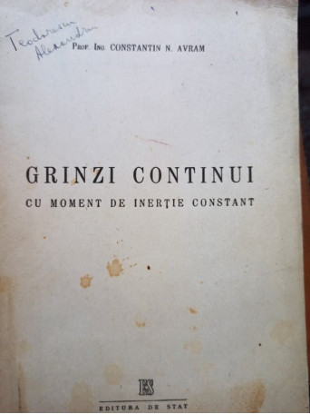 Grinzi continui cu moment de inertie constant