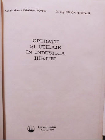 Operatii si utilaje in industria hartiei