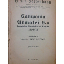Campania Armatei 9a impotriva Romanilor si Rusilor 1916 / 1917