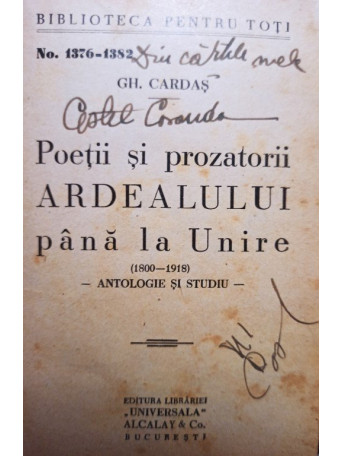 Poetii si prozatorii Ardealului pana la Unire
