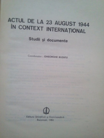 Actul de la 23 august 1944 in context international