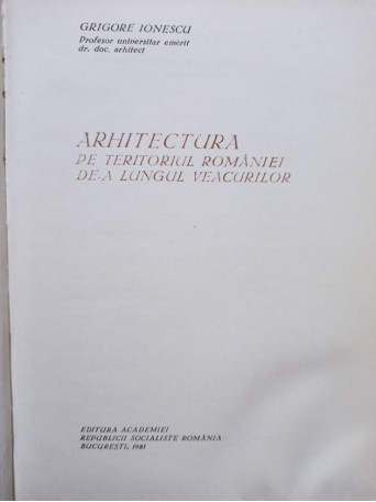 Arhitectura pe teritoriul Romaniei dea lungul veacurilor