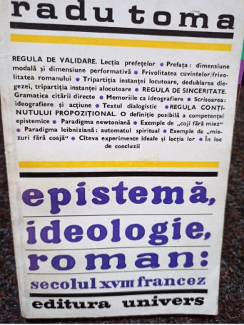 Epistema, ideologie, roman: secolul XVIII francez
