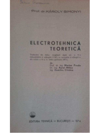 K. Simonyi - Electrotehnica teoretica - 1974 - Cartonata