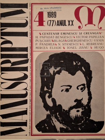 D. Panaitescu Perpessicius - Manuscriptum, nr. 4/1989 (77) anul XX - 1989 - Brosata