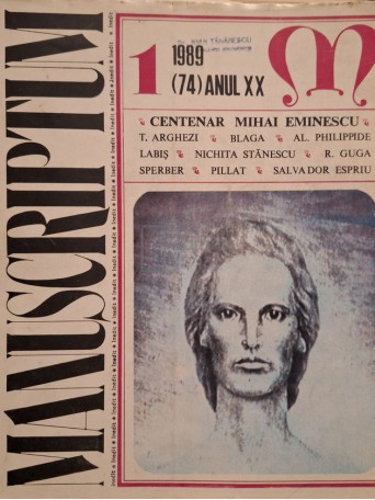 D. Panaitescu Perpessicius - Manuscriptum, nr. 1/1989 (74) anul XX - 1989 - Brosata