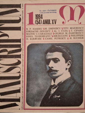 D. Panaitescu Perpessicius - Manuscriptum, nr. 1/1984 (54) anul XV - 1984 - Brosata
