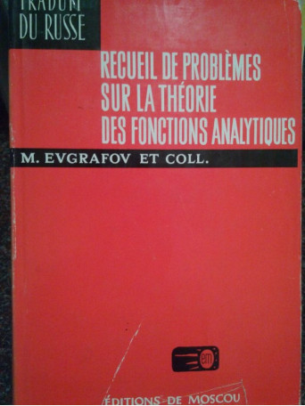 M. Evgrafov - Recueil de problemes sur la theorie des fonctions analytiques - 1974 - Cartonata