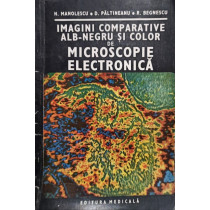 Imagini comparative alb-negru si color de microscopie electronica
