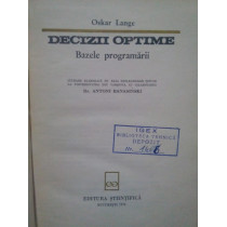 Decizii optime. Bazele programarii